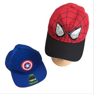 Avengers & Spider-Man youth kids caps, 2 baseball hats, Marvel OSFM